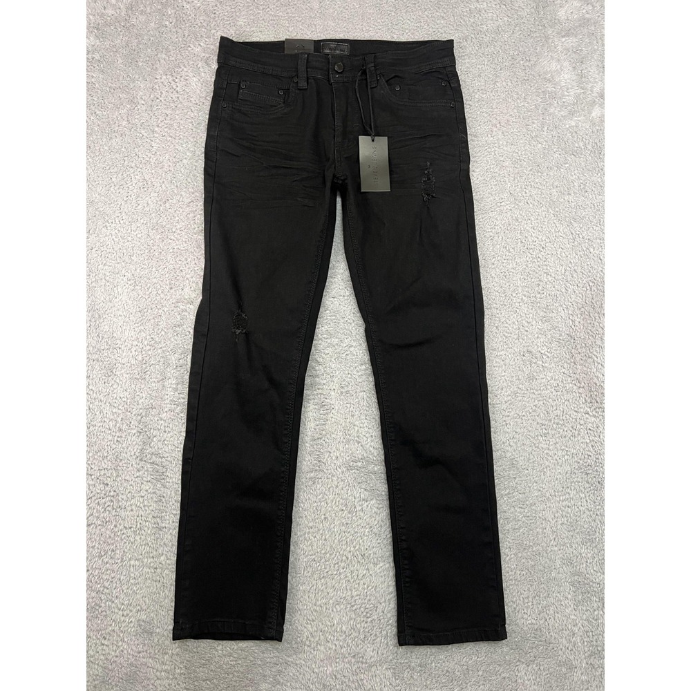 Steve's Jeans Mens 33x30 (Tag 30x30) Black NWT Slim Fit Stretch Distressed Denim